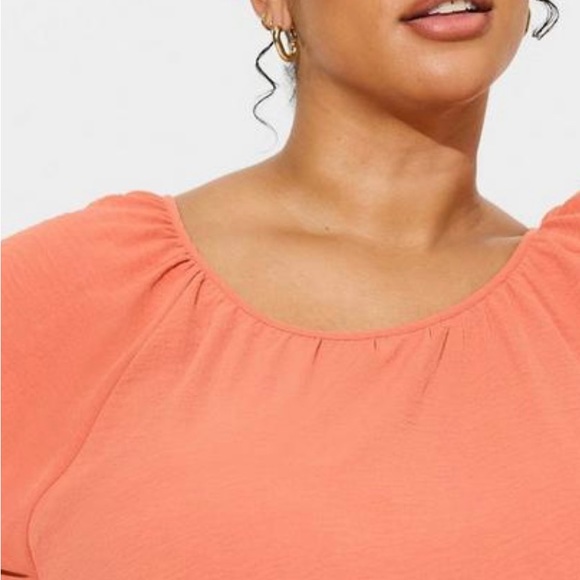 NWT TORRID Apricot Seersucker Surplice Back Short Sleeve Crop Top~ 2X - Picture 3 of 4